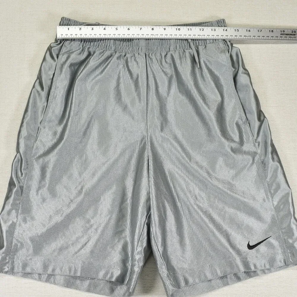 Nike Men’s Medium Dazzle Basketball Shorts Mens Gray Silky Shiny Swoosh